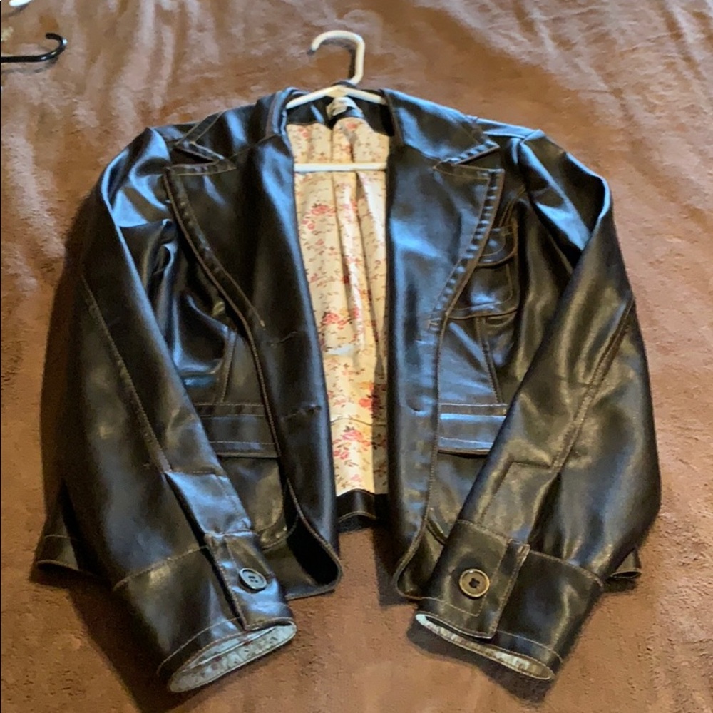 Leather cotton lined jacket